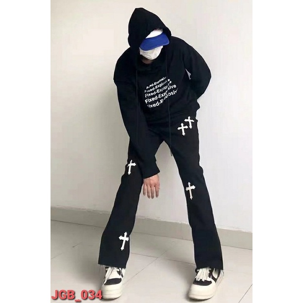 Quần baggy jean nam in thánh giá cao cấp- Quần jean ống rộng đẹp cao cấp loại 1