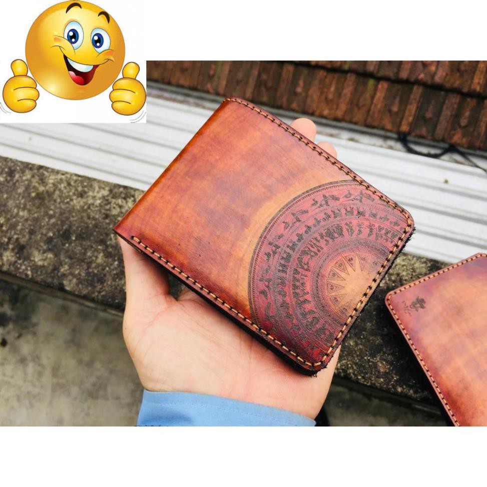 VÍ RAM TRỐNG ĐỒNG VÀNG NÂU DÁNG NGANG (DA BÒ THUỘC THẢO MỘC) – MỆNH THỔ VÀ MỆNH KIM - HÀNG CHÍNH HÃNG RAM LEATHER .