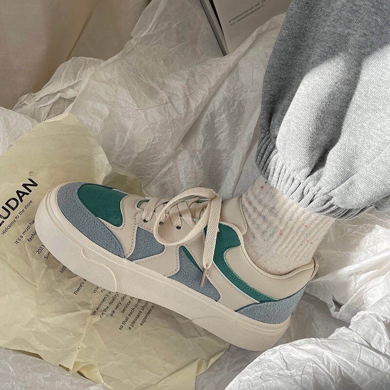 Giày thể thao nữ sneaker màu xanh phong cách cá tính hàng Quảng Châu