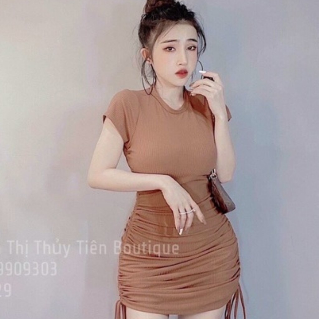 [Mã FAMARAL1 giảm 10K đơn 50K] Đầm Body Trơn Rút Dây GenY Váy Ôm Nhún Thân Chất Vải Thun Gân Mềm Mịn | BigBuy360 - bigbuy360.vn
