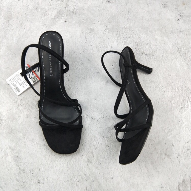 Sandal Zara gót cao 5p -6p da lộn