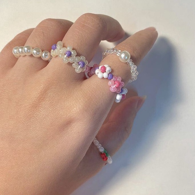 Nhẫn Hoa Pastel Màu Phấn Babi Đáng Yêu Nữ Tính