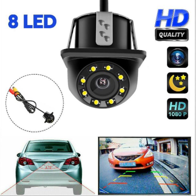 Bộ camera lùi xe ô tô 8 đèn led hổ trợ đổ xe