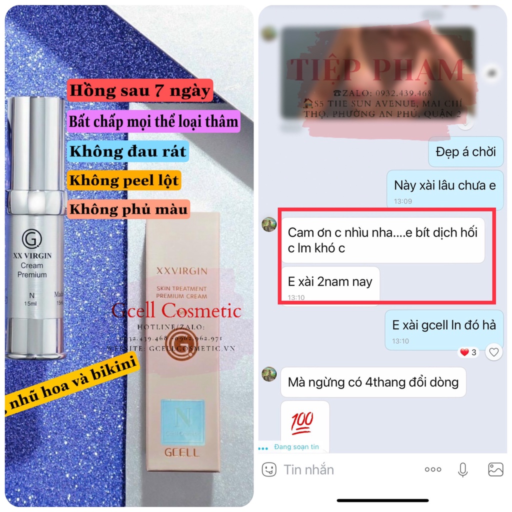 Kem Dưỡng Làm Hồng Nhũ Hoa và Bikini Xxvirgin Gcell 5ml Hàn Quốc