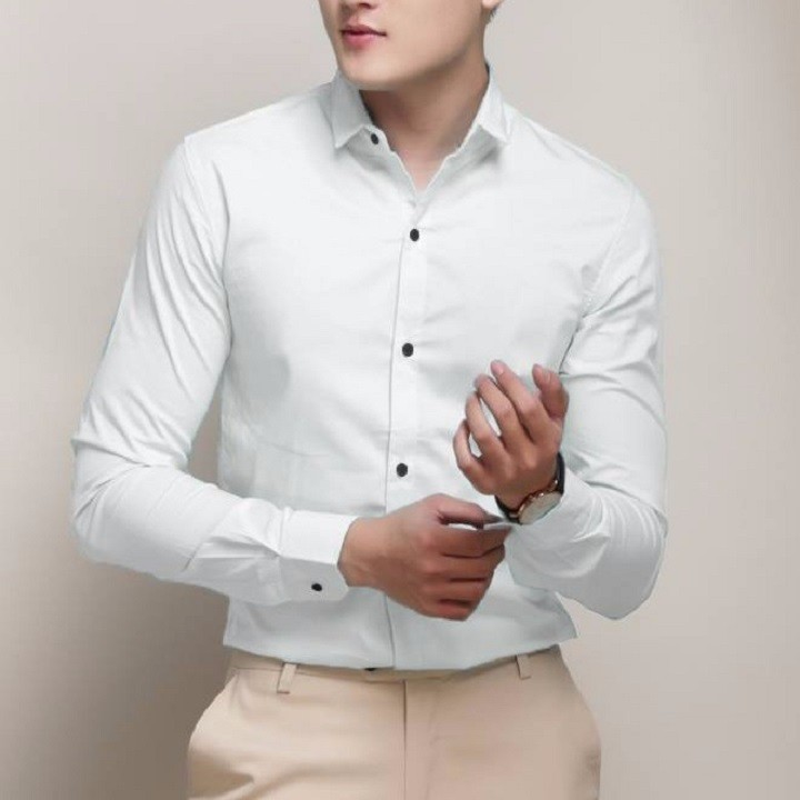 Áo sơ mi nam dài tay, áo sơ mi trắng tay dài form ôm chuẩn Hàn Quốc vải mềm mịn không nhăn