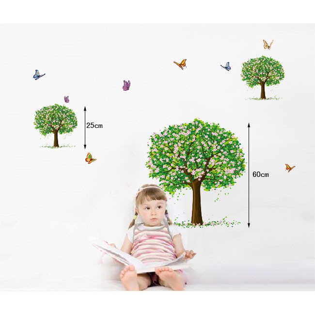 Decal dán tường 3 cây hoa xanh | BigBuy360 - bigbuy360.vn