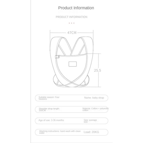 Đai địu em bé trước và sau lưng đa năng thuận thiện