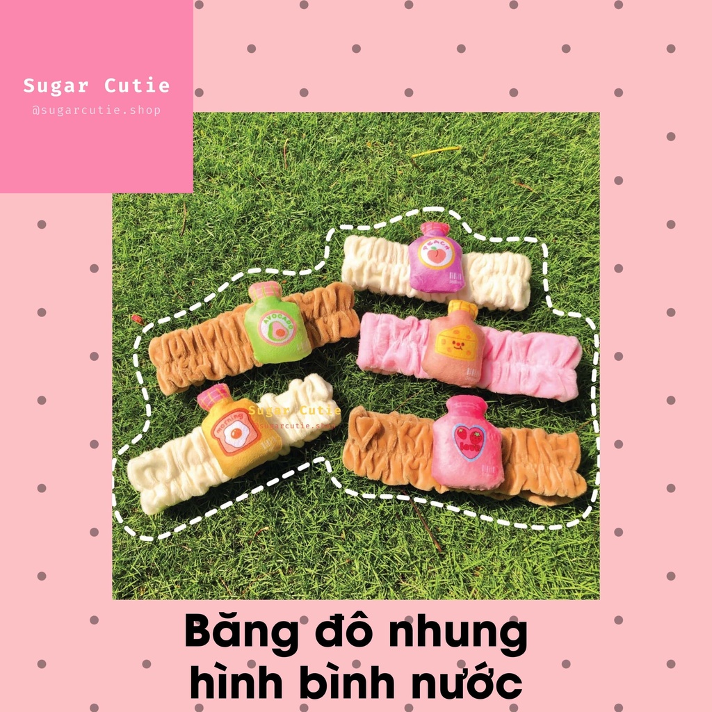 Băng đô nhung hình bình nước phụ kiện cài tóc