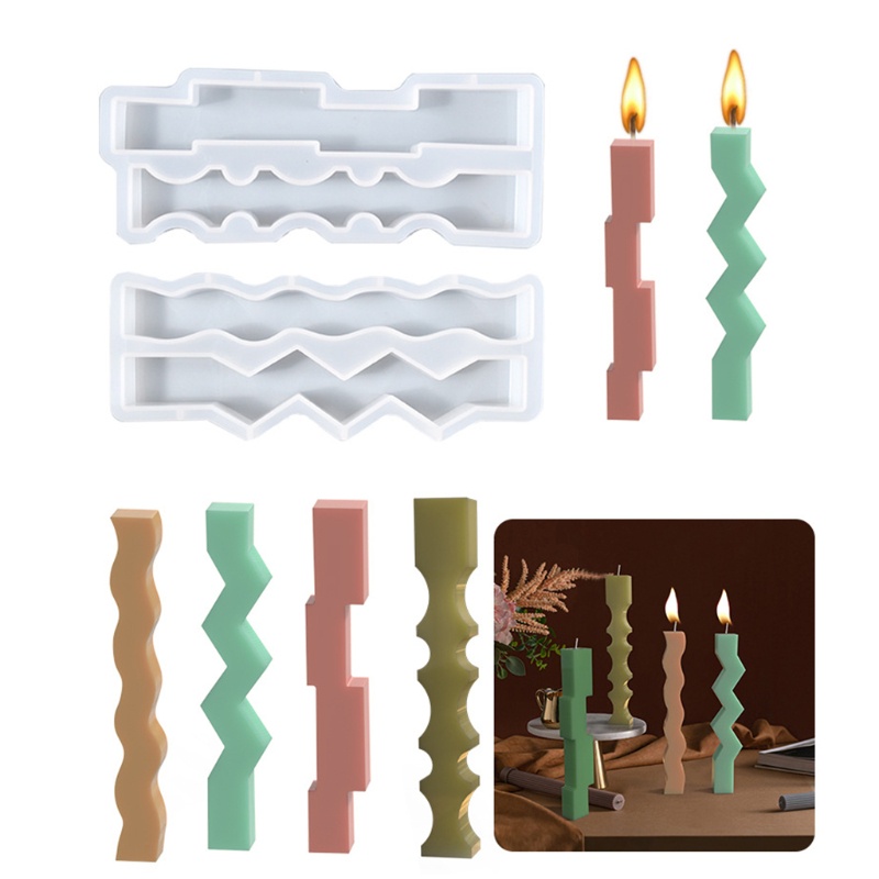 Sa Khuôn Silicone Tạo Hình Làm Nến Xà Phòng Hình Thanh Gợn Sóng 3D DIY