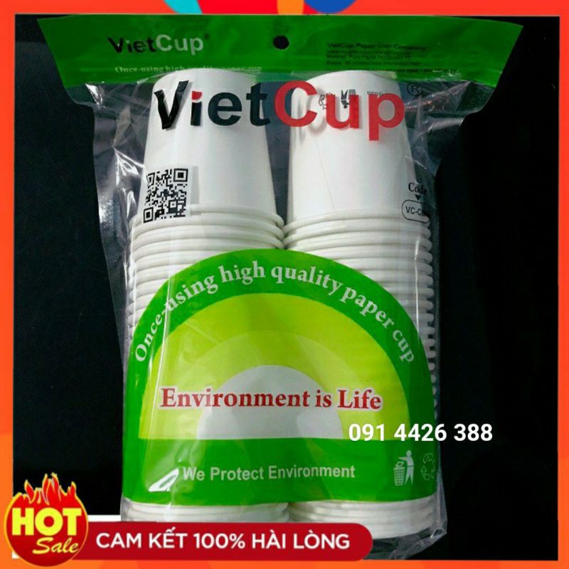 Cốc giấy Vietcup 50 cái 180ml loại 6oz