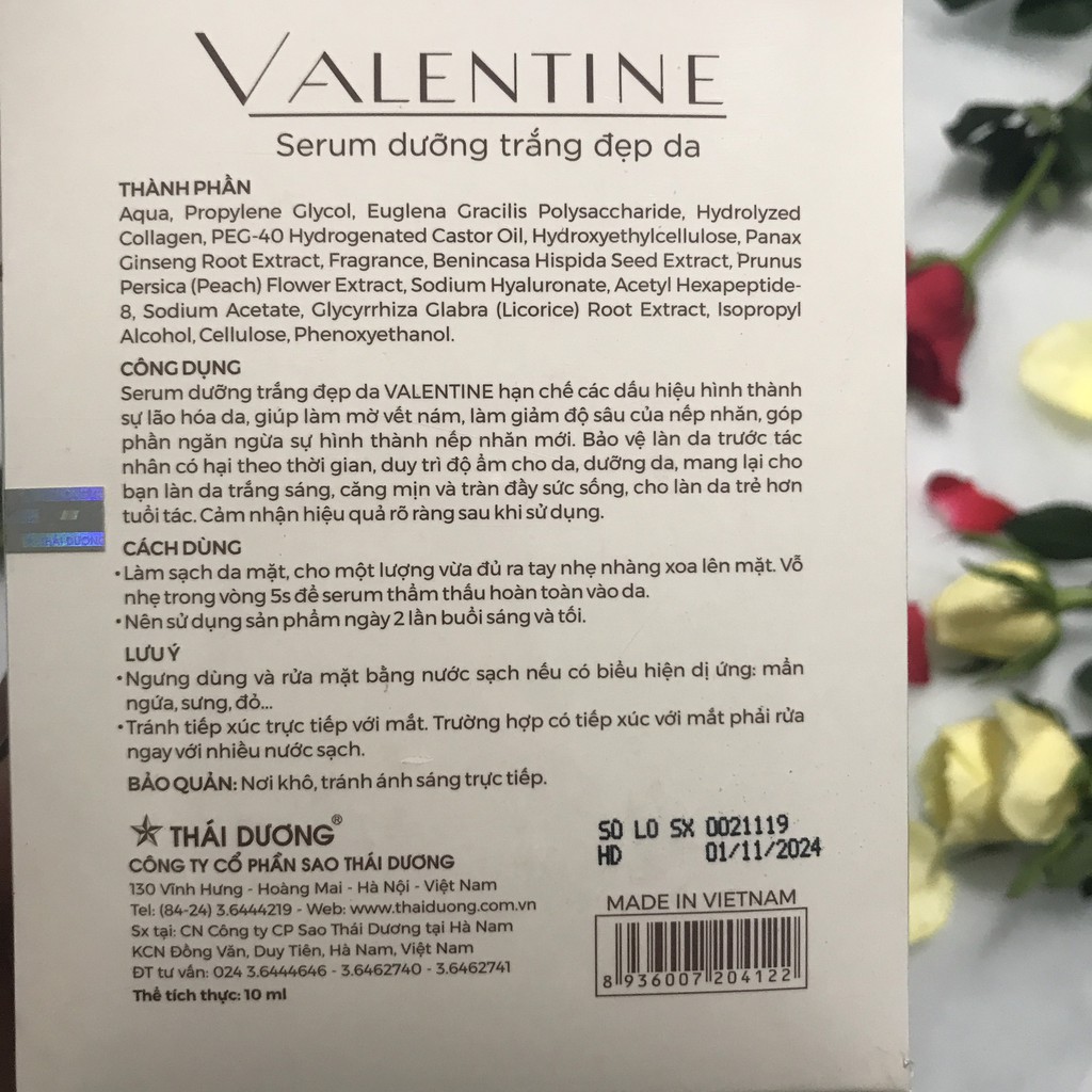 ✔️SALE KHỦNG✔️ SERUM VALENTINE NÂNG CƠ MẶT TRẺ HÓA LÀN DA LỌ 10ml - SAO THÁI DƯƠNG0