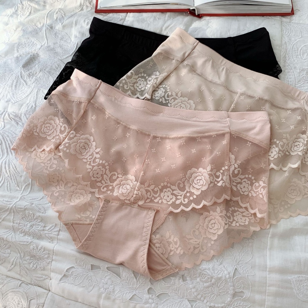Quần lót nữ cotton phối ren cạp cao gen bụng - freesize - quần chíp nữ hàng cao cấp QC211