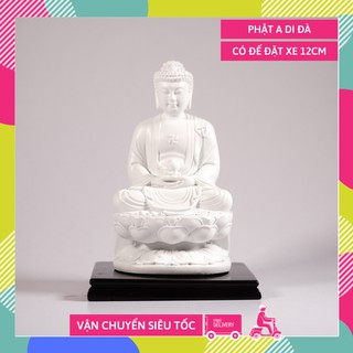  Tượng phật A Di Đà ngồi tòa sen có đế trắng ngà - Cao 12cm 