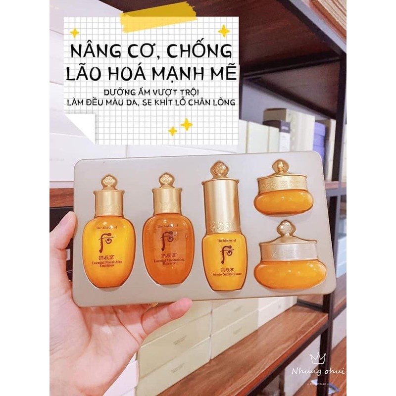 Set dưỡng ẩm chuyên sâu, chống lão hóa và nâng cơ trẻ hóa da whoo vàng mini 5 sản phẩm - Gongjinhyang 5 pieces