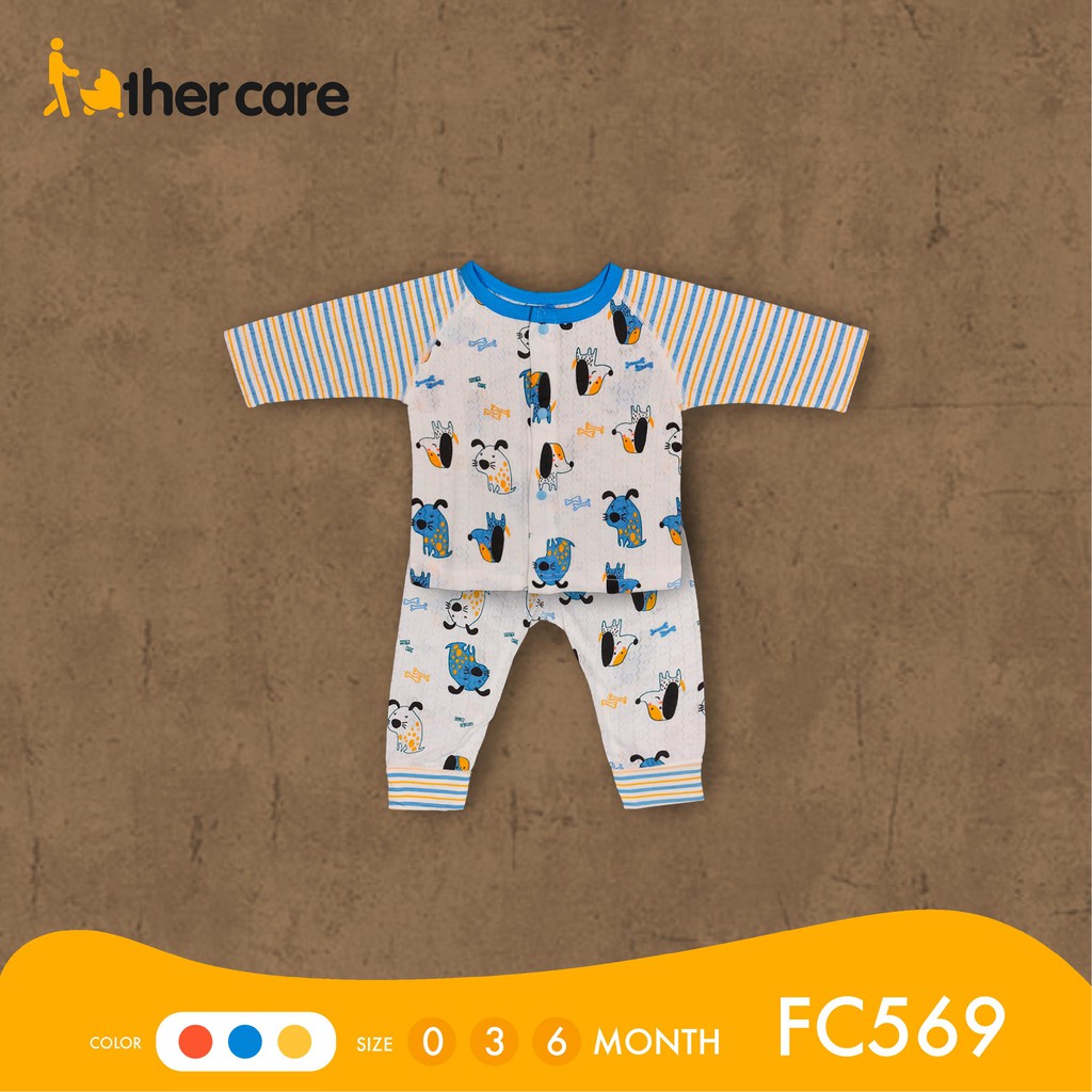 Bộ Quần Áo sơ sinh DT FatherCare Cài Giữa - Họa Tiết Cún Kẻ FC569