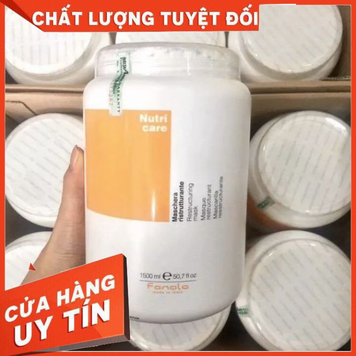 [HÀNG CHÍNH HÃNG] Hấp dầu (ủ tóc) Fanola- Nutricare 1500ml hàng chuẩn Italia, thơm mùi sữa bò.phục hồi hư tổn giúp tóc b