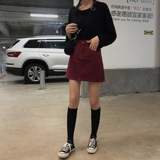 Chân váy Ulzzang chân váy chữ A demi màu đỏ mận đẹp lạ