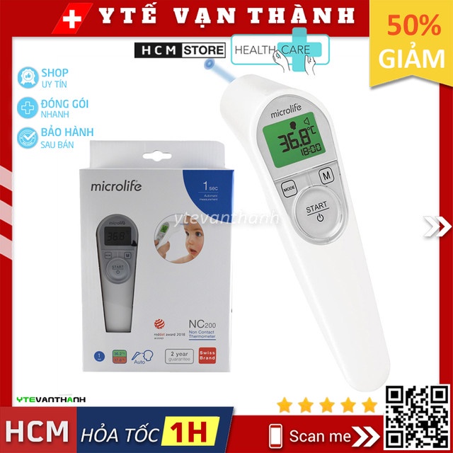 Nhiệt Kế Hồng Ngoại Đo Trán Microlife NC200 | An Toàn Cho Bé -VT0116