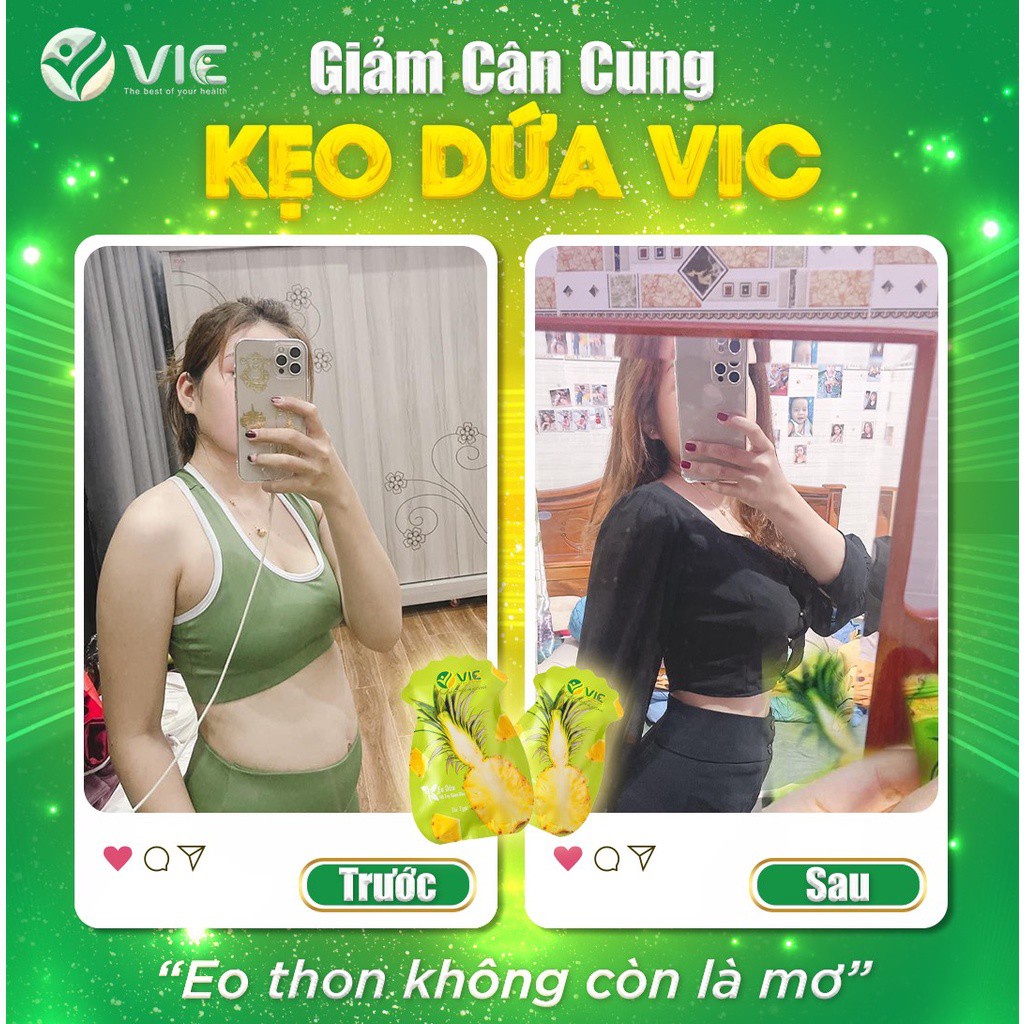 [Mã GROSALE giảm 10% đơn 150K] Kẹo dứa giảm cân Phiên Bản Plus VIC [ CHÍNH HÃNG + TEM NGUYÊN ] 7 viên