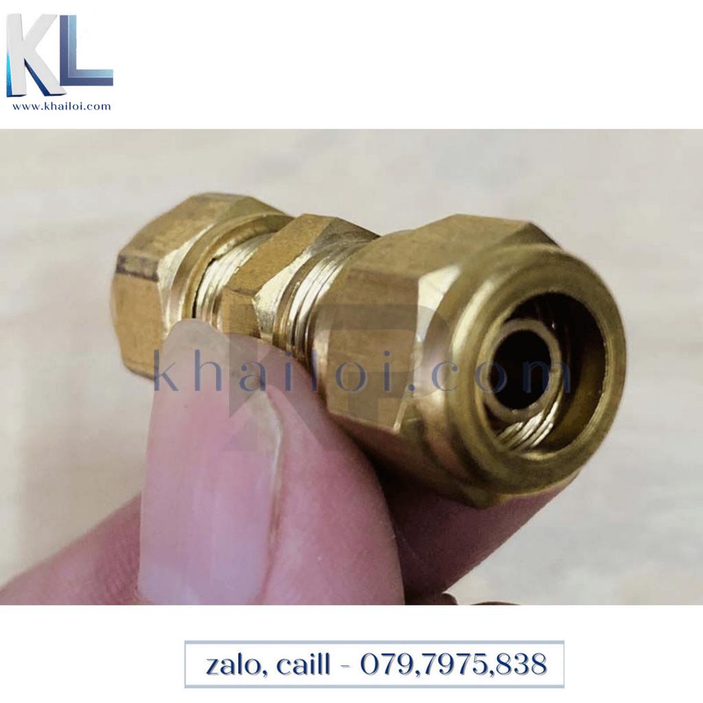 Nối 2 đầu siết cam - Nối thau hai đầu siết ống khí nén - siết ống hơi pu pa ptfe