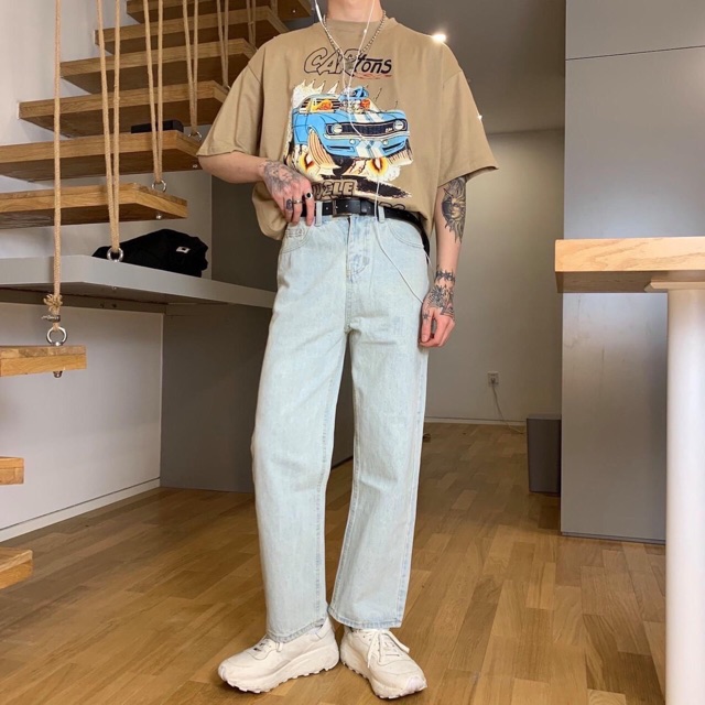QUẦN BAGGY JEANS TRƠN ỐNG RỘNG (có hình chụp thật)