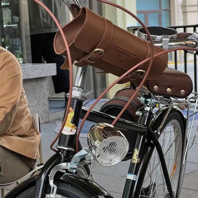 Túi da treo xe đạp ,xe máy phong cách cổ điển