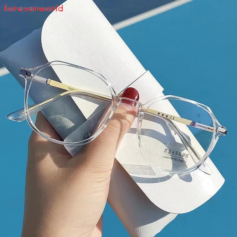Chống ánh sáng xanh Kính mắt gọng đa giác phong cách retro Hàn Quốc thời trang dành cho nữ Với kính cận thị