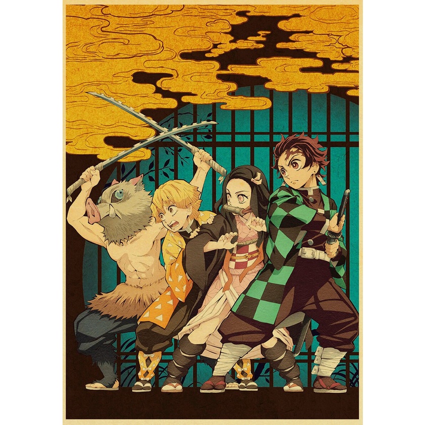 Demon Slayer: Kimetsu Không Yaiba Tanjirou Nezuko Anime Poster Giấy  Vintage Áp Phích Nghệ Thuật Dán Tường Ms: 348