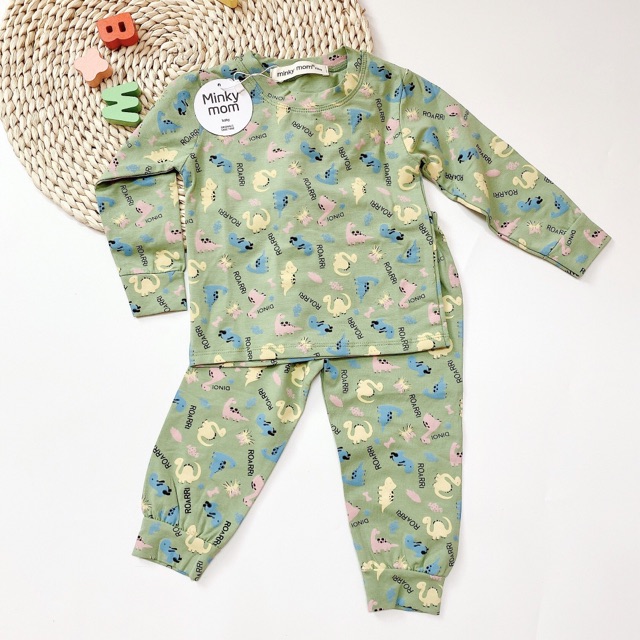 (t&amp;hkids) Bộ Dài Tay Cotton Dày Minky Mom In Hình Dễ Thương Cho Bé Trai Và Bé Gái