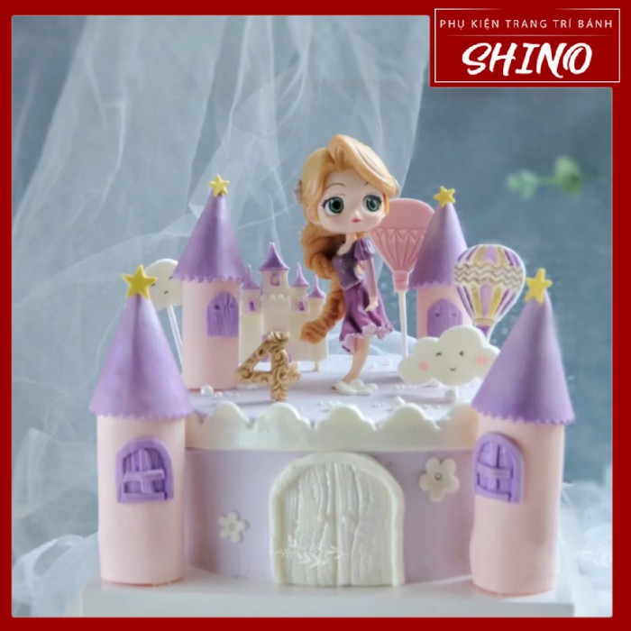 Đồ chơi búp bê công chúa tóc mây/ Rapunzel trang trí bánh