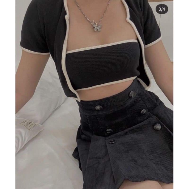 Áo khoác kèm áo ống croptop chất thun bozip siêu sexy | BigBuy360 - bigbuy360.vn