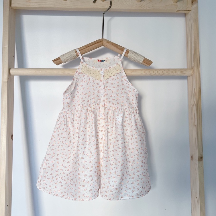 Váy cho bé gái HAPYKIDS 2 dây chất đũi xước mềm mịn cho mùa hè mát mẻ, đầm cho bé từ 0-5 tuổi [V22.03]