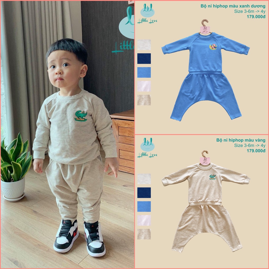 Bộ nỉ lông Lil Little Love dành cho bé trai bé gái thời trang thu đông cao cấp dày dặn