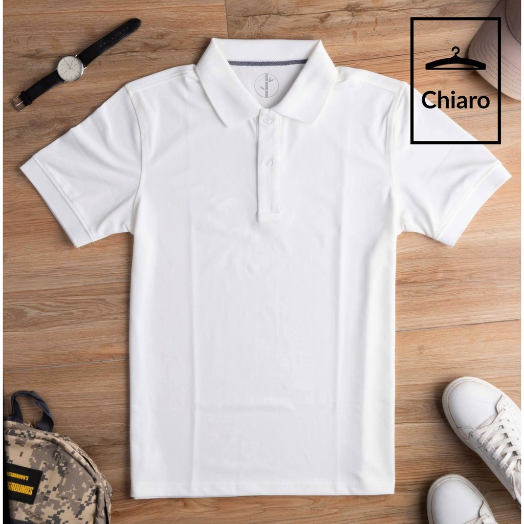 Áo thun có cổ basic màu trắng dày dặn thấm hút mồ hôi thoáng khí Chiaro