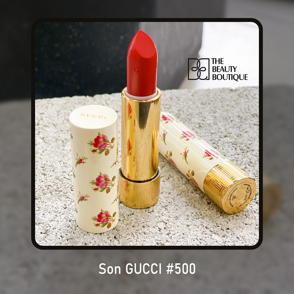 Son Gucci Satin Màu 500 Odalie Red Đỏ Cam (Mới)