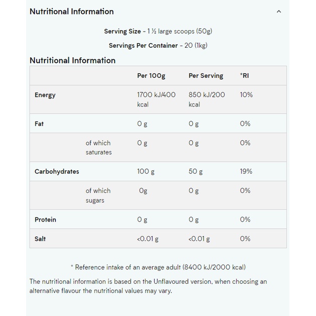 FOODS - MYPROTEIN - 100% MALTODEXTRIN CARBS - 5 KG - UNFLAVOUR - Bổ sung dự trữ glycogen cho cơ bắp phục hồi cơ sau tập