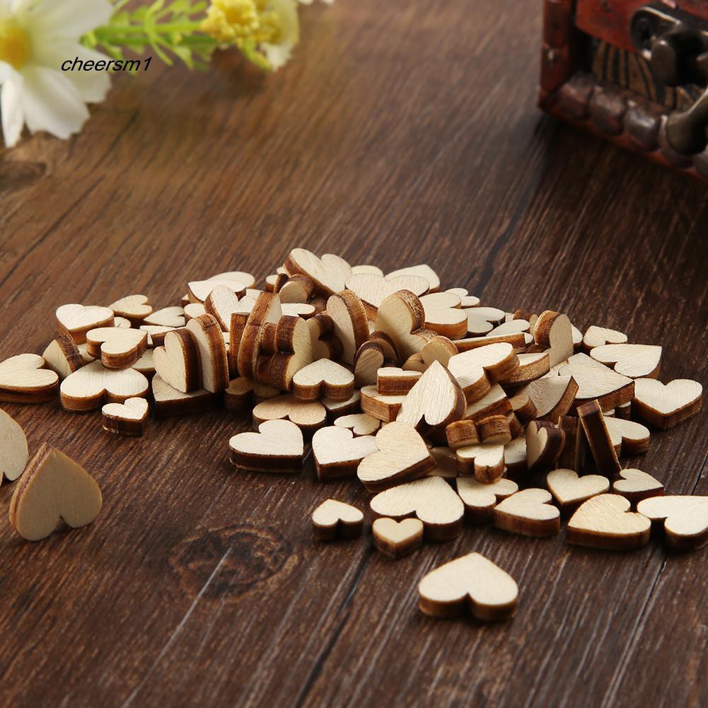 Bộ 100 nút gỗ hình trái tim