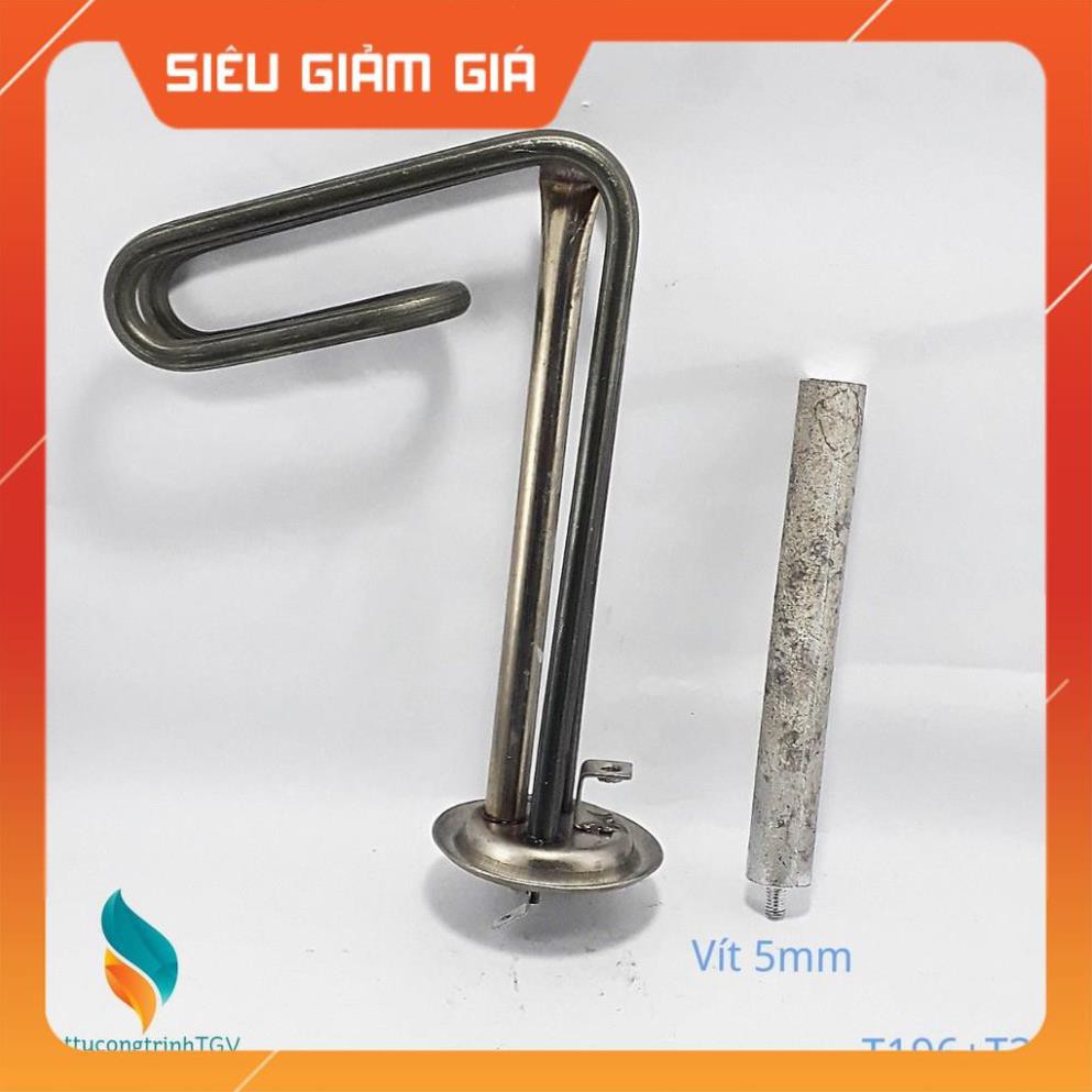 (196+346) Bộ sợi đốt bát 6,5*18.5+13.5cm + Thanh magie 5mm cho Bình nóng lạnh ROSSI - TÂN Á 15L