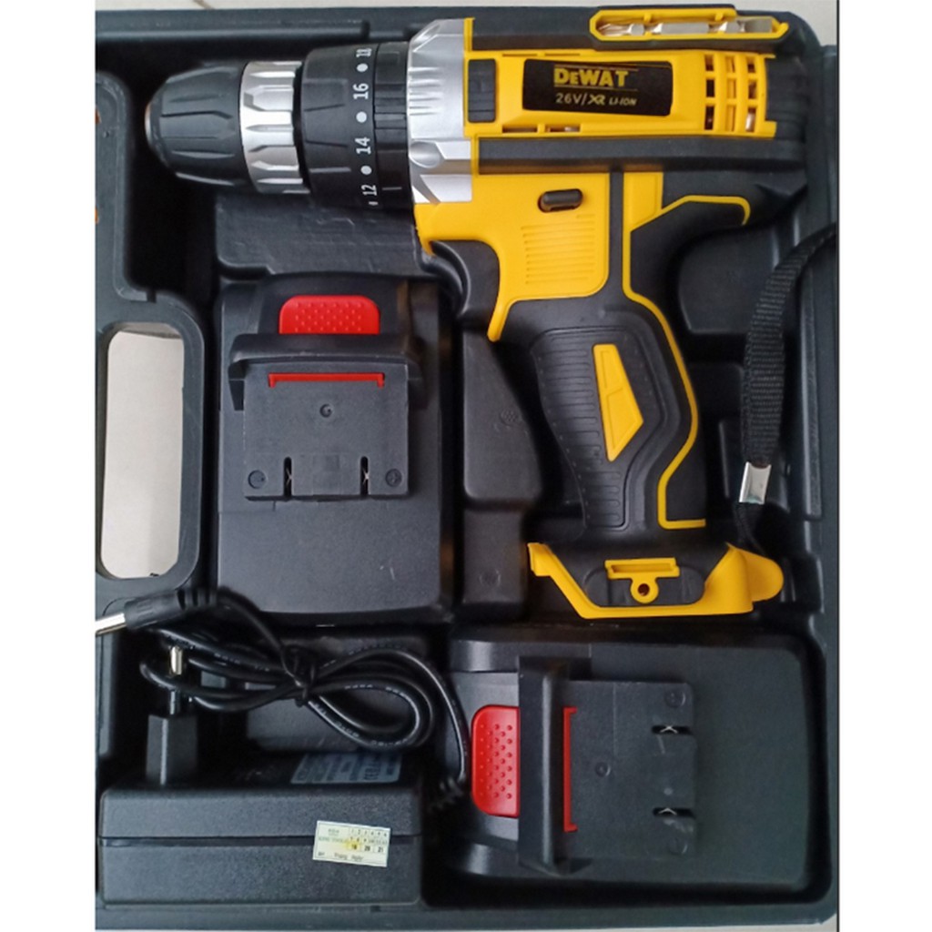 MÁY KHOAN PIN DEWALT 26V CÓ BÚA - KHOAN TƯỜNG,BẮT VÍT - LÕI ĐỒNG - 2 PIN 5 CELL