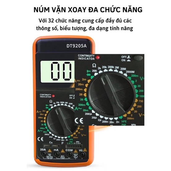 Đồng hồ vạn năng điện tử Excel DT 9205A kèm pin mẫu mới