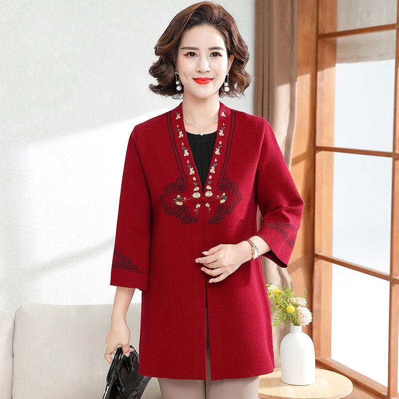 Áo Khoác cardigan Dệt Kim Dáng Lửng Cỡ Lớn Thời Trang Mùa Thu 2022 Mới Cho Phụ Nữ Trung Niên