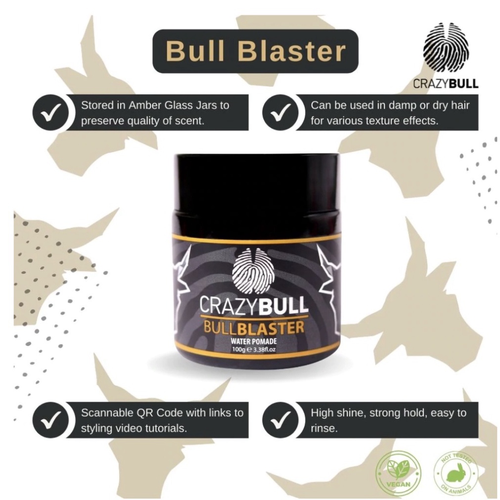 Sáp vuốt tóc nam chính hãng pomade Crazy Bull 50ml UK | Keo gel wax chính hãng hương thơm