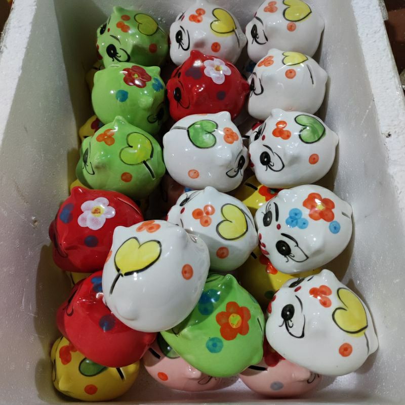lợn sứ tiết kiệm mini dáng tròn 8cm
