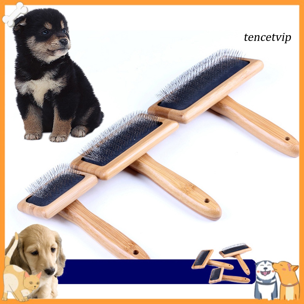 Lược chải lông thú cưng với tay cầm bằng gỗ thiết kế tiện dụng