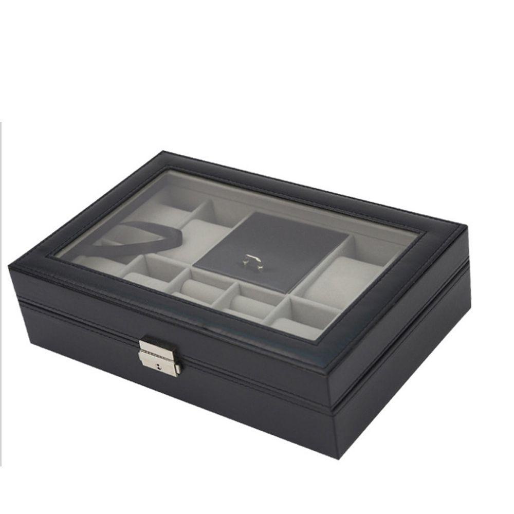 ANEMONE Hộp Đựng Trang Sức Đa Năng Bằng Da PU Trong Suốt Đơn Giản