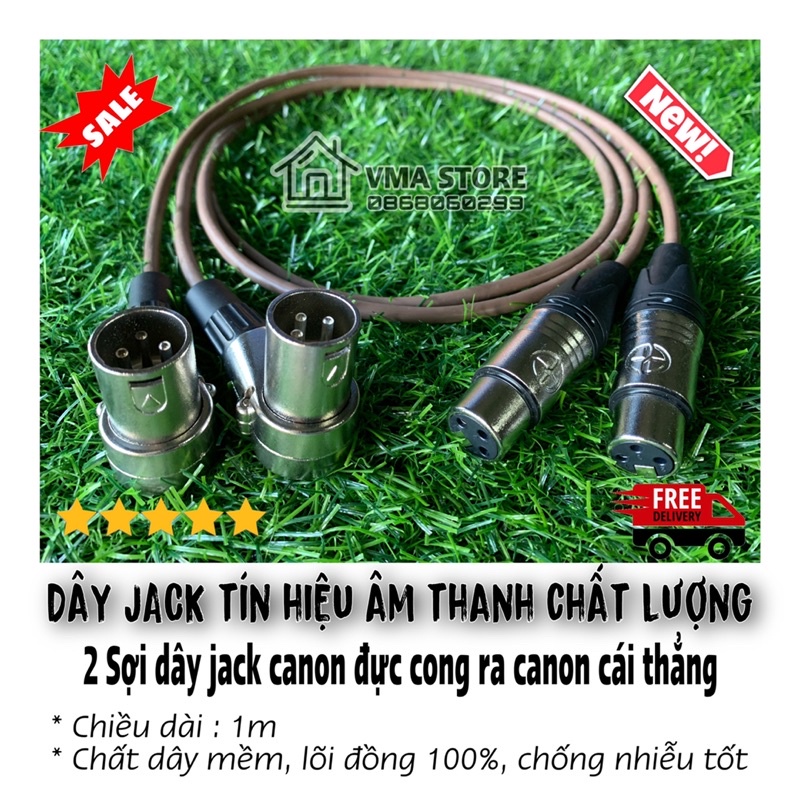 2 Sợi dây bãi canon đực cong dài 1m / Dây tín hiệu âm thanh chuyên nghiệp
