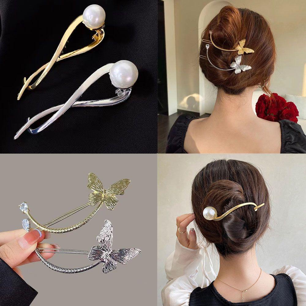 Bộ 2 Kẹp Tóc Bằng Kim Loại Kiểu Dáng Thanh Lịch