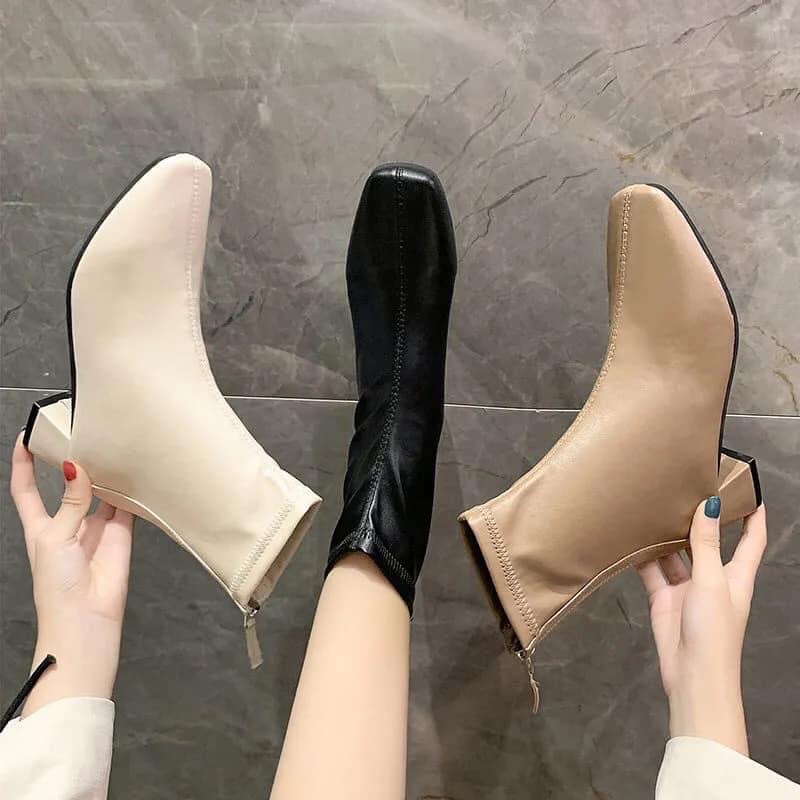 Bốt Nữ Khóa Sau Chỉ Giữa Tôn Dáng Chanh Xả