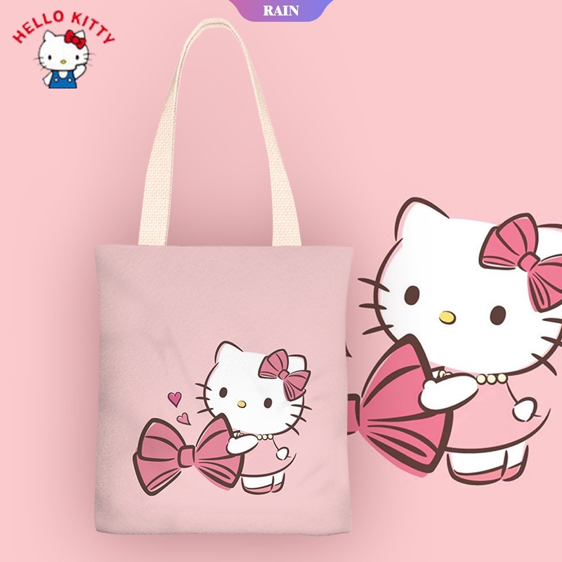 SANRIO Túi Xách Đeo Vai Bằng Vải Canvas 38Cm In Hình Hoạt Hình Dễ Thương Dành Cho Nữ