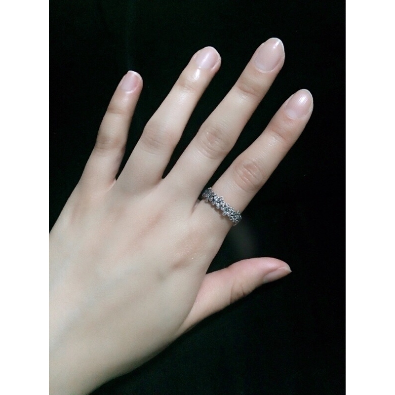 Nhẫn Bạc Hình Hoa Cúc Đính Pha Lê Thời Trang